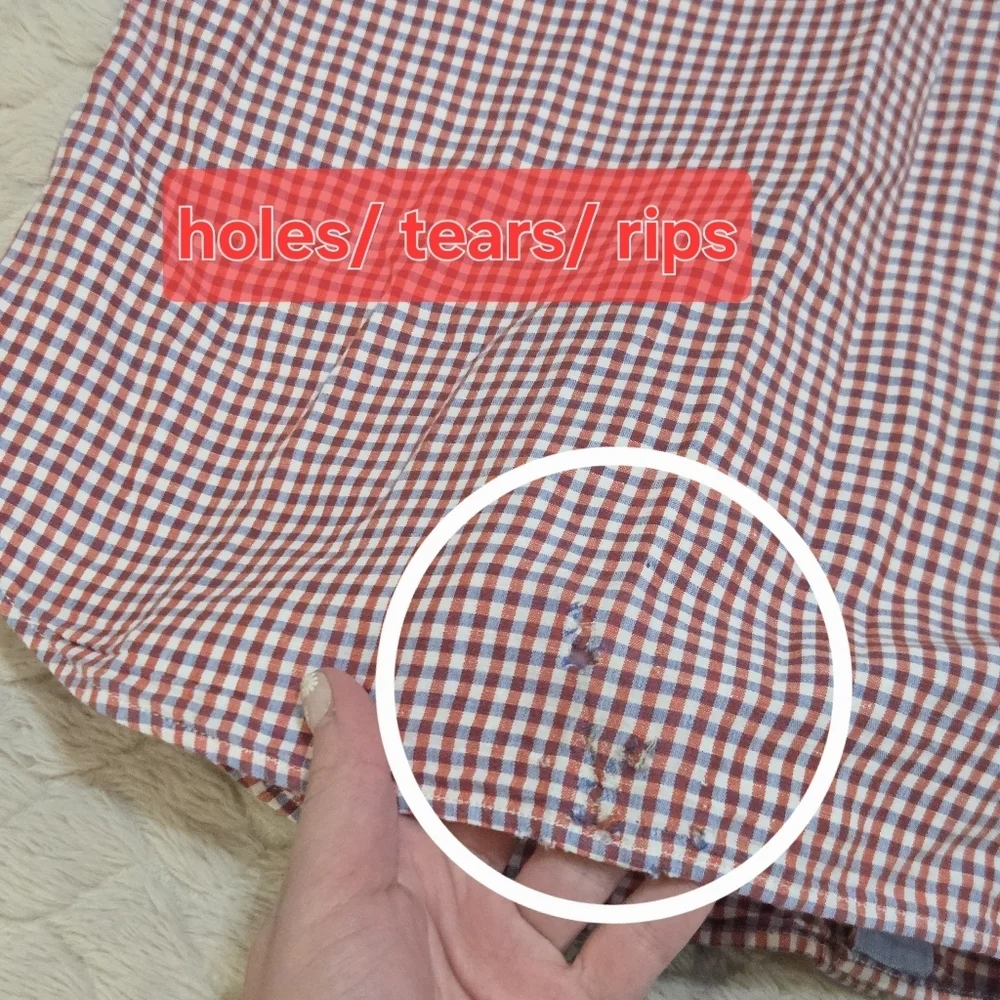 Banana Republic Men's Red & Blue Checked Collared Button-Up Dress Shirt, Size L